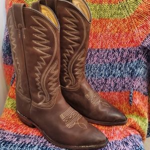 Unisex Frye brown leather stitched cowboy boots - size 9.5 womens